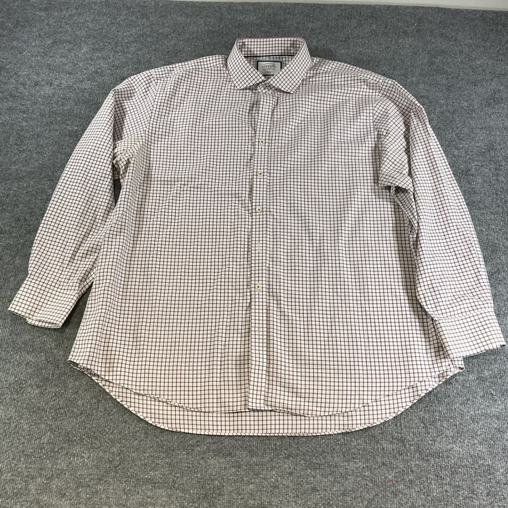Charles Tyrwhitt Mens 19/37 Classic Fit Non-Iron Dress Shirt Burgundy Check